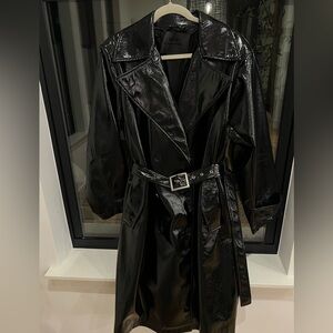 Zara Designer Collection Shiny Black Trench Coat. Brand New.
